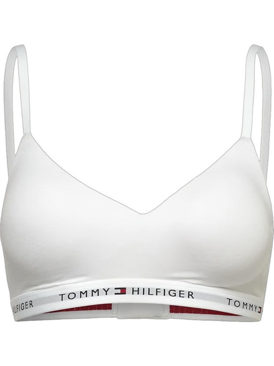 Tommy Hilfiger Σουτιέν Τριγωνάκι με Ελαφριά Ενίσχυση χωρίς Μπανέλα Λευκό UW0UW06441-YCD