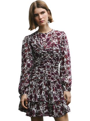 Pepe Jeans Manila Mini Βραδινό Φόρεμα Floral Μεταξωτό Λευκό PL9537759-296