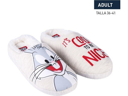 Cerda Looney Tunes - Bugs Bunny Χειμερινές Παιδικές Παντόφλες με Γούνα Λευκές Κόκκινες Γκρι 2300005526