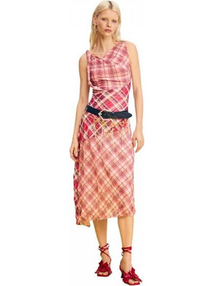 Desigual Midi Καλοκαιρινό Βραδινό Φόρεμα Ροζ 26SWVK08-3032