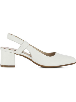Ragazza Γόβες Slingback Δερμάτινες με Χοντρό Χαμηλό Τακούνι Λευκές 048