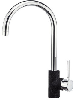 Sanitec Doppio Granite Black Μπαταρία Κουζίνας Πάγκου Διπλής Παροχής Ανάμεικτη Μαύρη