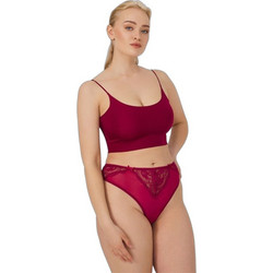 Cottonhill Γυναικείο Sexy Brazil με Δαντέλα Μπορντό CH6006