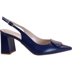 Fardoulis Γόβες Slingback Δερμάτινες με Χοντρό Χαμηλό Τακούνι Navy Μπλε 738-86