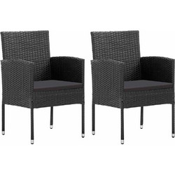 vidaXL Καρέκλα Κήπου Rattan Μαύρη 2τμχ 318706