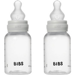 BIBS Σετ Πλαστικά Μπιμπερό με Θηλή Σιλικόνης κατά των Κολικών Grey 150ml