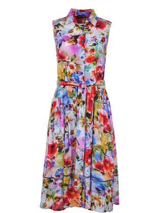 Conquista Midi Καλοκαιρινό Καθημερινό Φόρεμα Floral Σεμιζιέ Διαφανές C221-118-62