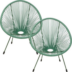 Kare Design Acapulco Πολυθρόνα Κήπου Μεταλλική Πράσινη 2τμχ
