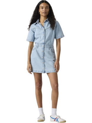 Levi's Mini Καλοκαιρινό Καθημερινό Φόρεμα Σεμιζιέ Τζιν Γαλάζιο 005I6-0003