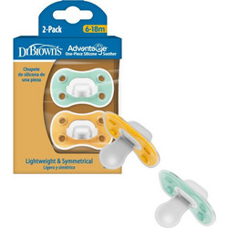 Dr. Brown's Advantage Girl Ορθοδοντικές Πιπίλες Σιλικόνης 6-18m Τιρκουάζ Πορτοκαλί 2τμχ