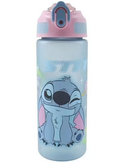 Gim Stitch Παιδικό Παγούρι Πλαστικό BPA Free με Καλαμάκι Γαλάζιο 600ml