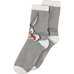 Difuzed Bug's Bunny Ανδρικές Κάλτσες Ψηλές με Σχέδια Γκρι 8718526133714