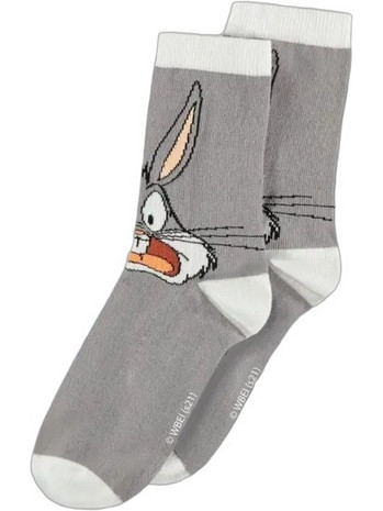 Difuzed Bug's Bunny Ανδρικές Κάλτσες Ψηλές με Σχέδια Γκρι 8718526133714