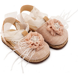 Babywalker Βαπτιστικές Εσπαντρίγιες για Κορίτσι Υφασμάτινες Ανατομικές Εκρού EXC5905
