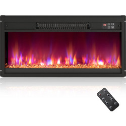 Costway 23 Ηλεκτρικό Τζάκι Τοίχου 1500W Μ68.5xΥ34xΒ12cm FP10833DE-BK