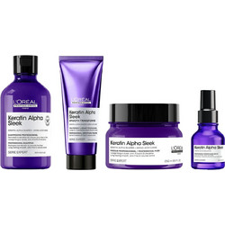 L'Oreal Keratin Alpha Sleek Σετ Περιποίησης Μαλλιών με Κερατίνη Σαμπουάν 300ml + Spray 200ml + Μάσκα 250ml + Serum 50ml