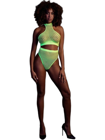 Ouch! Glow In The Dark Σετ Sexy Εσώρουχα See Through Lime 8714273494696