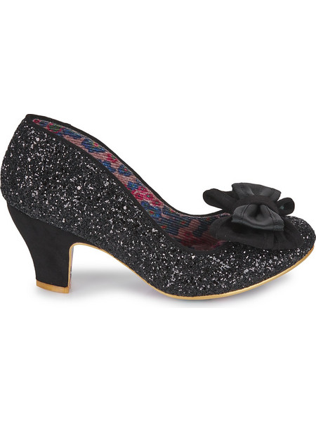 Irregular Choice Γόβες Δερμάτινες με Χοντρό Χαμηλό Τακούνι Φιόγκο & Στρας Μαύρες 4255-1H