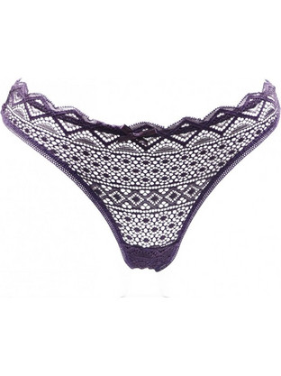 Papatya Γυναικείο Sexy String με Δαντέλα Μωβ 4279