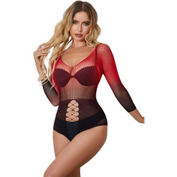 Subblime Sexy Κορμάκι Slip Διχτυωτό Μαύρο Κόκκινο D-241374
