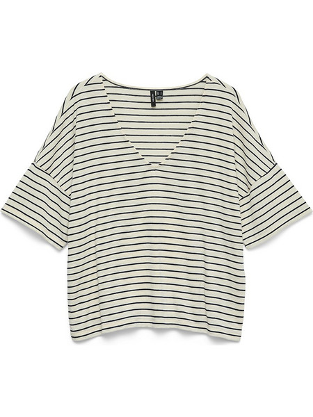 Vero Moda Γυναικείο Καλοκαιρινό Top Εκρού Navy Μπλε 10339732
