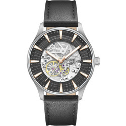 Kenneth Cole Ανδρικό Ρολόι Αυτόματο με Μαύρο Δερμάτινο Λουράκι KCWGX0057902