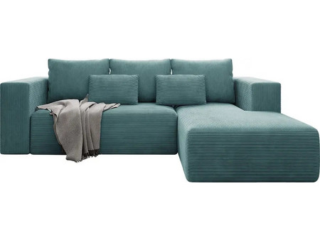 Possina Stripes Γωνιακός Καναπές Κρεβάτι Δεξιά Γωνία με Αποθηκευτικό Χώρο Γαλάζιος 255x161x91cm