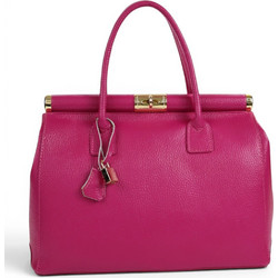 Passaggio Leather Γυναικεία Τσάντα Χειρός Δερμάτινη Φούξια 6187-KR-51