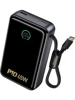 Hoco Q54 Power Bank 20000mAh 45W με Ενσωματωμένο Καλώδιο USB-C Quick Charge 3.0 & Power Delivery Black
