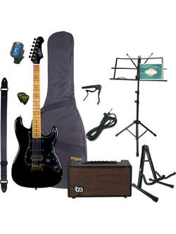 Jet Guitars JS-400 Ultimate Bundle Ηλεκτρική Κιθάρα ST Style με Μαγνήτες HSS & Ταστιέρα Maple Black
