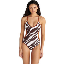 BLU4U Zebra Stripes Ολόσωμο Μαγιό Animal Print Λευκό Σοκολατί 26358561-18