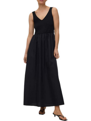 Vero Moda Maxi Καλοκαιρινό Καθημερινό Φόρεμα Μαύρο 10345917