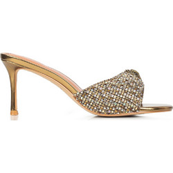 Kurt Geiger Γυναικεία Πέδιλα Χρυσά με Λεπτό Ψηλό Τακούνι και Στρας 5857443609