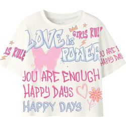 Name It Love Is Power Παιδικό T-Shirt Κοντομάνικο Μπεζ 13254523