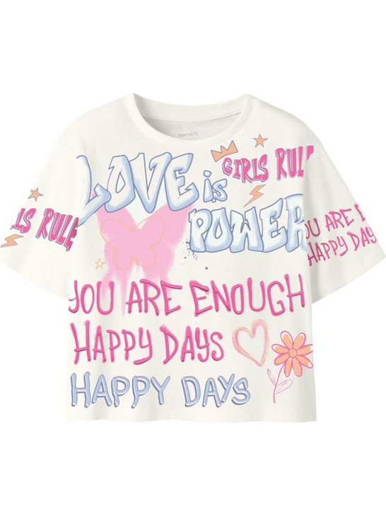 Name It Love Is Power Παιδικό T-Shirt Κοντομάνικο Μπεζ 13254523
