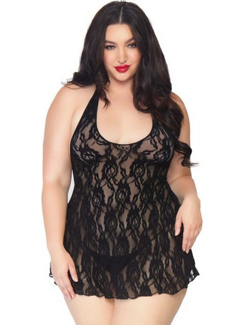 Leg Avenue Sexy Φόρεμα See Through με Δαντέλα Μαύρο 714718013770