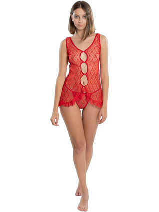 Moongirl Sexy Babydoll See Through με Δαντέλα Κόκκινο S3026