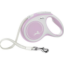 Flexi New Comfort Πτυσσόμενο Λουρί Σκύλου έως 25kg 5m Λευκό Ροζ