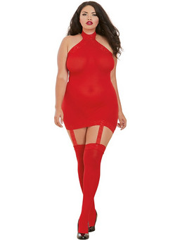 Dreamgirl Sexy Φόρεμα See Through με Δαντέλα & Ζαρτιέρες Κόκκινο 888368246113