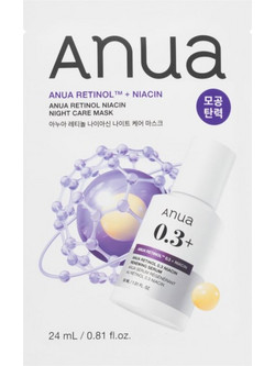 Anua Retinol & Niacin Night Care Sheet Μάσκα Προσώπου για Ενυδάτωση με Ρετινόλη & Υαλουρονικό 24ml