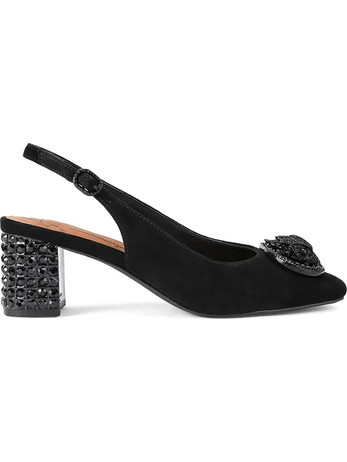 Kurt Geiger Γόβες Suede Slingback με Χοντρό Χαμηλό Τακούνι & Στρας Μαύρες 6008000209-00