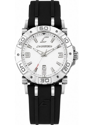 Chronotech Ανδρικό Ρολόι με Μαύρο Καουτσούκ Λουράκι RW0038