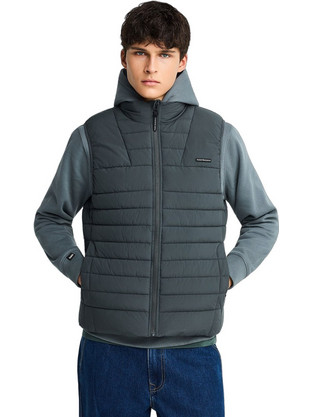 Funky Buddha Αμάνικο Ανδρικό Μπουφάν Χειμωνιάτικο Puffer Γκρι FBM014-001-01