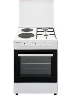 Crown CR-6060WH Κουζίνα Ηλεκτρική 60lt με Εστίες Αερίου & Ρεύματος 60cm