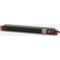 Techly I-CASE STRIP-12VDE Πολύπριζο για Καμπίνες Rack 19"