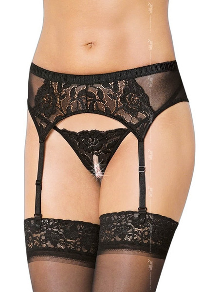 Softline Ζαρτιέρες με Δαντέλα See Through Μαύρες 3319