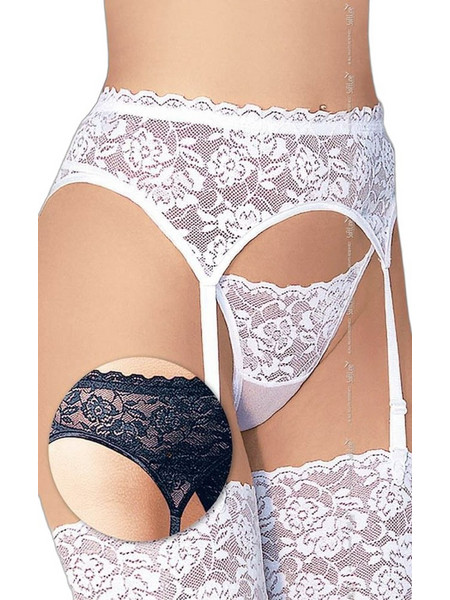 Softline Σετ Ζαρτιέρες & Εσώρουχο με Δαντέλα See Through Λευκές 3305