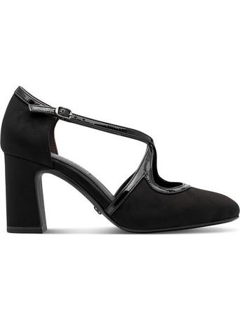 Tamaris Γόβες Suede με Χοντρό Ψηλό Τακούνι & Λουράκι Μαύρες 1-22454-47-001