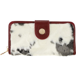 Bag to Bag Μεγάλο Δερμάτινο Γυναικείο Πορτοφόλι με Clip & Φερμουάρ Μαύρο Λευκό YC-03120