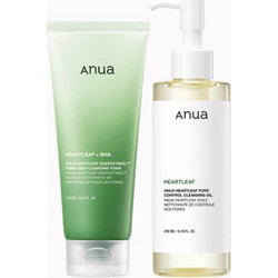 Anua Heartleaf Pore Control Cleansing Oil 200ml + Heartleaf Quercetinol Pore Deep Cleansing Foam 150ml